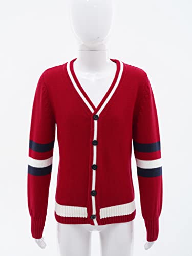 Unisex Kids V-Neck Long Sleeve Button Down Knit Cardigan Coat Uniform Casual Outerwear for Autumn4