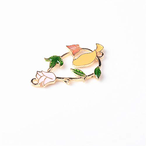 Rahyma Weiping - 4 Pieces Metal Enamel Flower Leaves Branch Birds Connector Diy Bracelet Necklace Pendants Charms Findings For Jewelry Making Diy Craft Product Statistics Code -1984 #TOP4