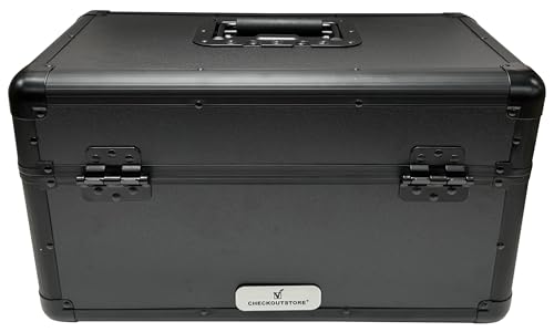 CheckOutStore Black Aluminum 7" 45 RPM Record Storage Box (Holds Up to 200 Records)