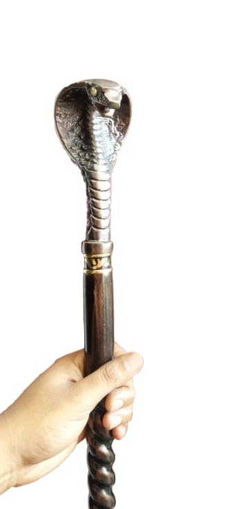 Daksh Creation Store Cobra Handle Walking Stick, Decorative Spiral Design, Black Wooden Cane-image-15