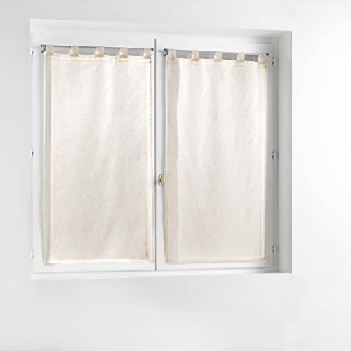 Douceur d'Intérieur, Paire Droite à Passants (2 x 60 x 160 cm) Norine Naturel, Effet Lin Tissé