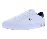 Lacoste Men's Powercourt Leather, White/Navy/Red, 7.5