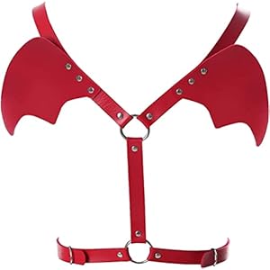 Vrouwen Punk Angel Wings Taille Riem Gothic Lederen Schouder Lichaam Gekooid Harnas Met Rug Ondergoed (rood)