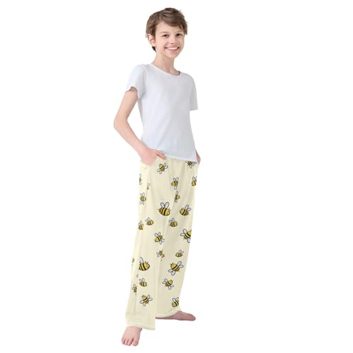 Boys' Pants Cute Bee Pattern Long Bottoms Jogger Pants Elastic Waist Trousers with Pockets S-XL4