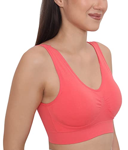 Image of GLAMORAS Women Nylon Elastane Lightly Padded Non Wired U Back Sports Bra | Seamless Stretchy Low Impact Yoga Workout Bra with Removable Pads - Size- Small to 4XL