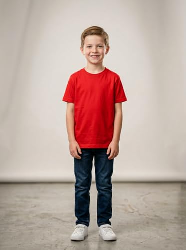 Image of Kids T Shirt Short Sleeve Crewneck Tee for Toddler Boys and Girls Cotton Basic Summer Top 2-6 Years