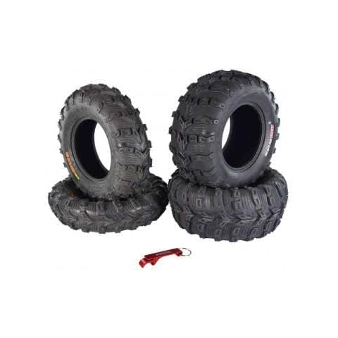 Kenda Bear Claw EVO ATV UTV All Terrain Mud Bearclaw Tires with Bottle Opener Keychain 4 Pack Set (25x8-12 Front 25x10-12 Rear) Cover