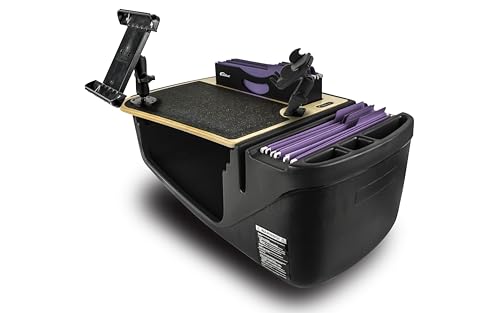Image of AutoExec AE-FMEF-PM-TAB-11M Efficiency FileMaster Car Desk for Your Vehicle Workstation and Mobile Office, Natural with Phone Mount and Tablet Mount | Vehicle Workstation, Mobile Office, Phone Mount, Tablet Mount