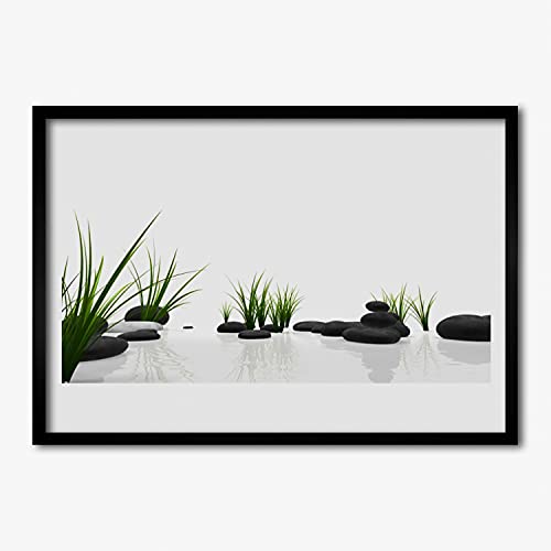 Affiche encadrée 70x50 cm cadre en MDF photo image pour cuisine et chambre pierres d'herbe