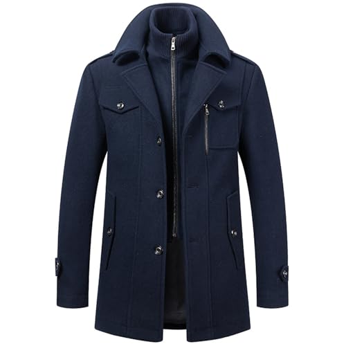 Parka caban veste homme laine chaude trench-coat hiver slim fit