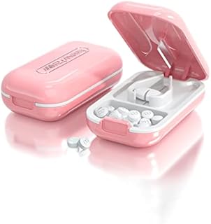 DUBSTAR Small Pill Cutter, Pill Splitter Pill Cutter for Small or Large Pills, Cuts Vitamins Tablets, Portable Pretty Pill Crusher for Purse Pocket (Pill Cutter, Pink)