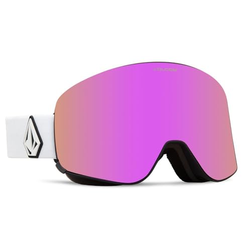 Masque Volcom Odyssey Matte White lunettes haut de gamme écran rose et jaune