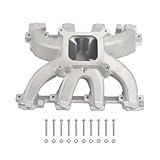 28097 Satin Aluminum Cathedral Carb Intake Manifold Compatible with Standard Deck Height GEN III/IV LS Engines with LS1/LS2/4.8/5.3/6.0 Cathedral Port Heads 3,500-8,000