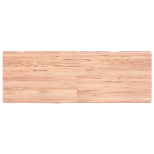 ShGaxin Plateau de table en bois traité chêne bord naturel 140 x 50 x 4 cm, plan de travail de cuisine, planches en bois, table de salon, plan de travail en...