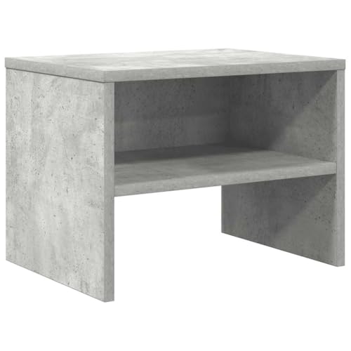 vidaXL Mesilla Noche Pequeña Estante Mesita Habitación Mesa Lateral Cama Mueble Auxiliar Cuarto Compartimento Cerrado Contrachapada Color Gris Cemento