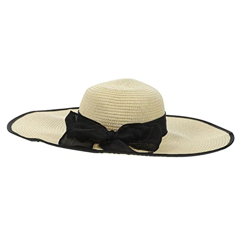 Chapeau pliable femme paille beige à large bordure 16 cm pour le camping