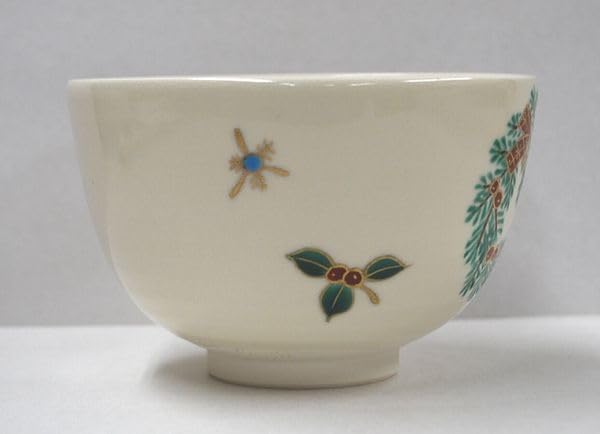 クリスマスリースの絵茶碗 小野山若水作 (時間指定可) クリスマスの時のお茶碗にいかがですか？ 【グランプリ】
