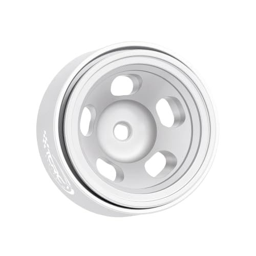 TCRC Vintage Indy Slot Mag Wheels Deep Dish Aluminum 0.7inch Beadlock Wheel Hubs for 1/30 Axial SCX30 Upgrades,Silver