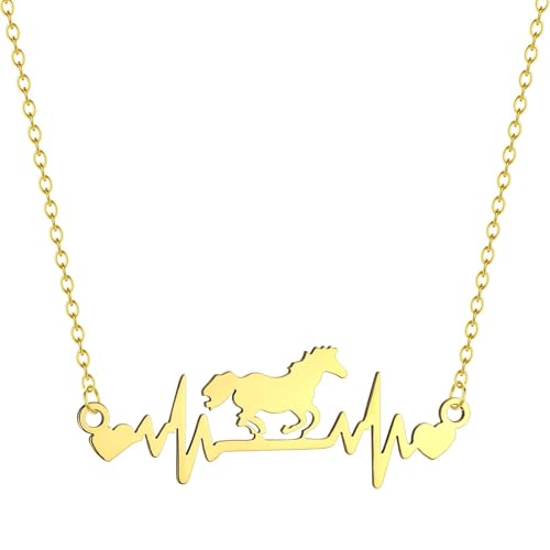 Pendentif cheval mignon vintage et collier cardiogramme original