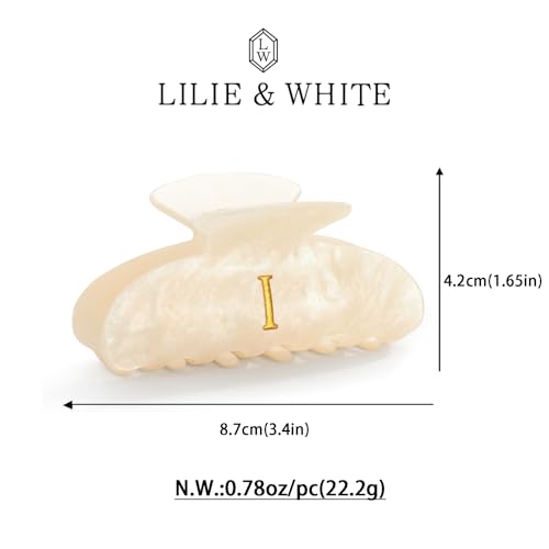 Image of LILIE&WHITE Acrylic Letter Hair Clips For Women Stylish I Initial Hair Claw Alphabet Hair Clip Fashion Glitter Monogram Claw Clip Elegant And Durable Hair Accessory Large Hair Clips I