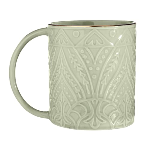 Image of Santa Barbara Design Studio Embossed Ceramic Winter Christmas Holiday Mug, 16-Ounce, Sage Mist