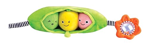 Hape Hochet 3 petits pois | Jouet sensoriel pour enfants | Avec de nombreux sons et textures | A accrocher au landau