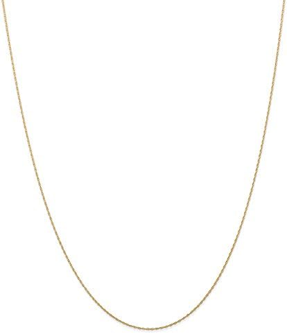 14k Yellow Gold .5 Mm Cable Link Rope Chain Necklace 24 Inch Pendant Charm Carded Fine Jewelry For Women Gifts For Her