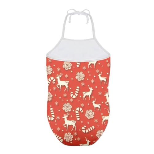 Image of Christmas Girls One-Piece Swimsuits Beach Halter Swimwear Bathing Suit for 3-10 Years