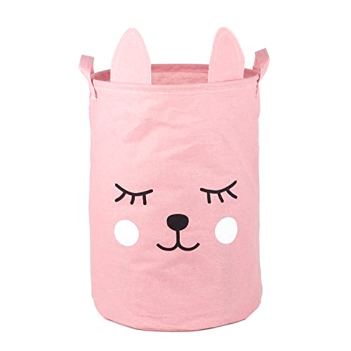 Panier à linge pliable pour enfants - Boîte de rangement pour jouets - Organisateur de vêtements - Panier à linge rond pliable - Coton avec poignées - 40 x 33 x 33 cm
