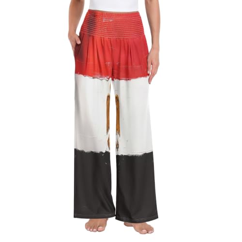 Pantalon de détente pour femme taille haute égyptien rouge noir confortable