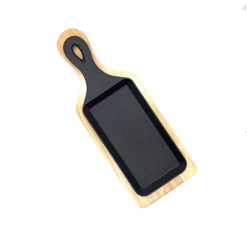 FJPTFENG Cast Iron Steak Plate, Cast Iron Baking pan with Base, Sizzle Griddle (13 x 4.6 x 1 inch)