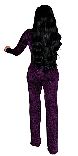 Hannahzone Women's Sexy Sparkly Jumpsuits Clubwear Long Sleeve Elegant Party Rompers High Waisted Wide Leg Pants #TOP3