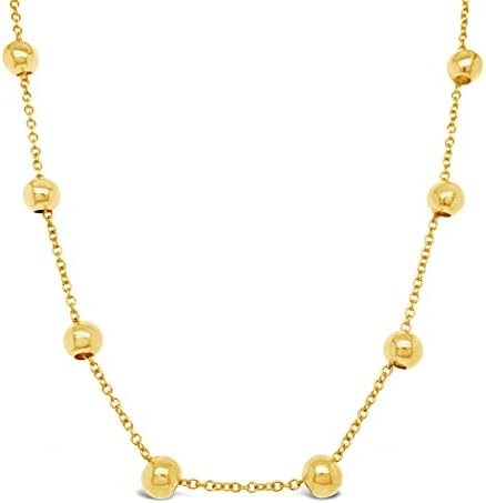 Jewelry Bliss 14k Yellow Gold Ball Chain, Station Necklace, 6mm 