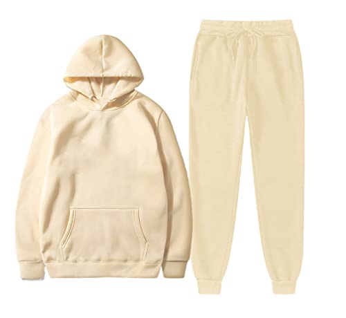 Ensemble chaud homme femme en polaire kaki M avec sweat à capuche et pantalon