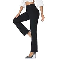 Agenlulu High Waisted Dress Pants for Women Bootcut Elastic Waist Black Work Slacks for Women Business Casual 28" Inseam