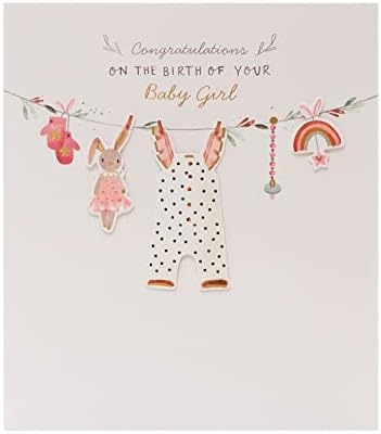 UK Greetings Birth Congratultions Card - It's a Girl - Birth of Baby Girl Card - Baby Girl Congratulations Card, Multi