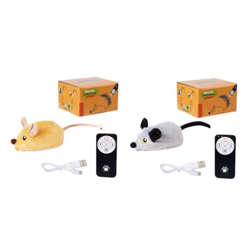 XUSIJAKQ1 Rato de pelúcia forma gato brinquedo interativo controle remoto diversão girando controle