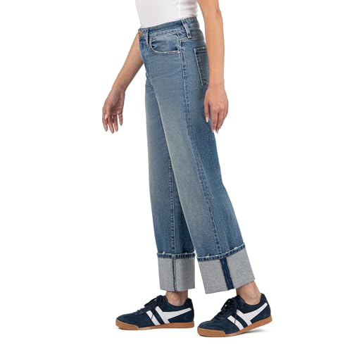 KUT from the Kloth Women's Sienna High Rise Wide Leg-roll Up 5"2