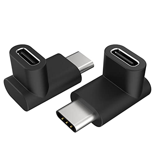 Akasa Right Angle USB Type-C Male to Female Adapter | USB 3.2 Gen 2 | 10 Gbps Data Transfer | Support Fast Charge | For Laptop, PC and USB C Device | Black | 2 Pack | AK-CBUB63-KT02