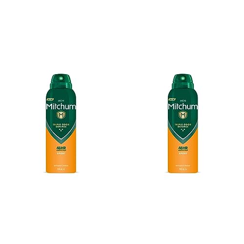 Mitchum Men Triple Odor Defense 48HR Protection Aerosol Deodorant & Anti-Perspirant, Sport, 200 ml (Pack of 2)