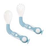 VICASKY 1Set Flexional Spoon Fork Utensils for Self Feeding Safe Easy to Clean Adorable Design for Food Fine Motor Skill Development