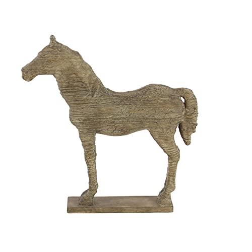 Escultura decorativa de caballo polystone 12" x 3" x 19" beige miniatura 2