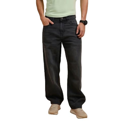 Image of WROGN Men's 100% Cotton Mid-Rise Jeans | Loose Fit