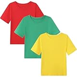 GEMCYN 3 Pack Boys Girls Plain T- Shirts 100% Pure Cotton Soft Children Kids School Uniform Schoolwear Short Sleeve Sportswear Tees Tops Casual Outfits