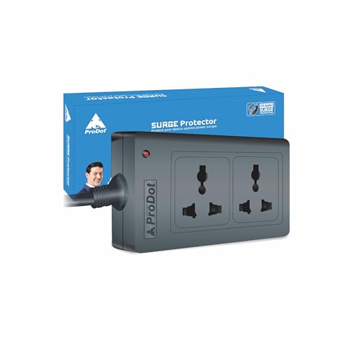 Image of ProDot Power Spike Guard, Strip Surge Protector with Master Switch and 2 Outlets, Heavy Duty Extension Cord for Home, Office, Travel & Phone Charging Bricks (1.5 Meter)