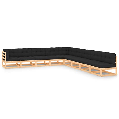 Snsowed Muebles de jardín 9 pzas, Muebles Jardin Exterior, Set De Jardin Exterior, Muebles Terrazas, Conjunto Mueble Jardin, Sofá Exterior Terraza,con Cojines Antracita Madera de Pino