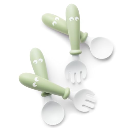 Image of BabyBjörn Baby Spoon and Fork, 4 pcs, Powder Green