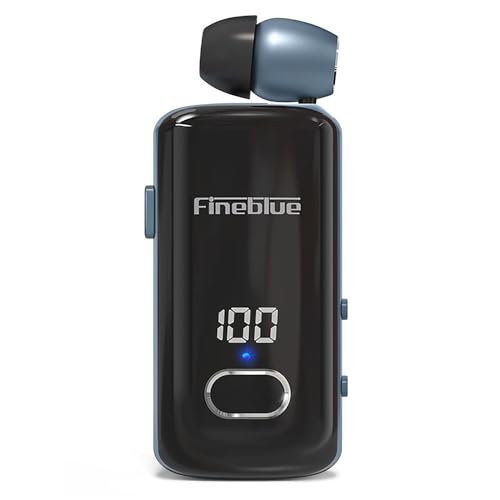 Swokely Clip-on Stereo Headphones, Digital Display Fast Charging, Portable Single Earphone, in-Ear Business Earphones, Clip-on Vibration Hands-Free Calling Perfect for Sports, Outdoors, Business