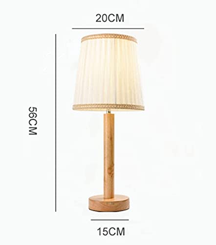 Lampe de chevet de chambre simple en bois de caoutchouc brun