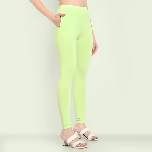 Image of ONE SKY Women Full Length Leggings | Cotton Modal Spandex Blend | High Waist Stretchable & Bio-Washed Fabric | Colour-Lock Technology | Comfortable Leggings for Women